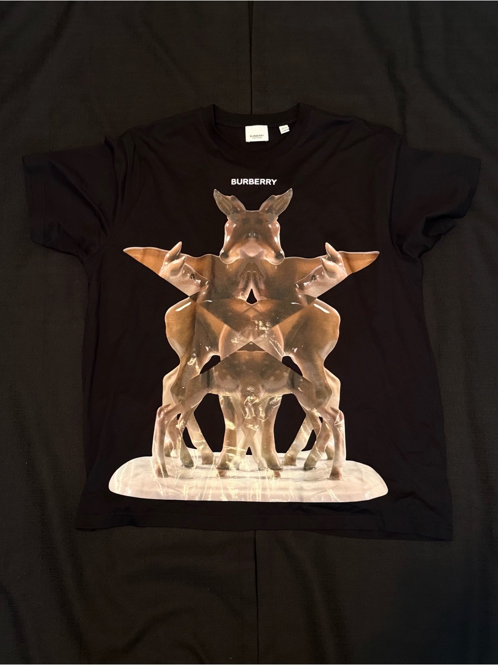 Burberry Black Oversized Kaleidoscope Print Cotton T-Shirt